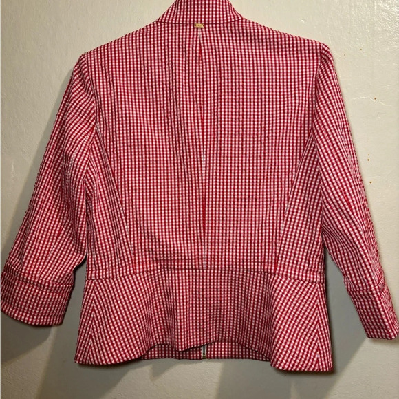ST JOHN red and white gingham check jacket size 6 - Picture 6 of 6